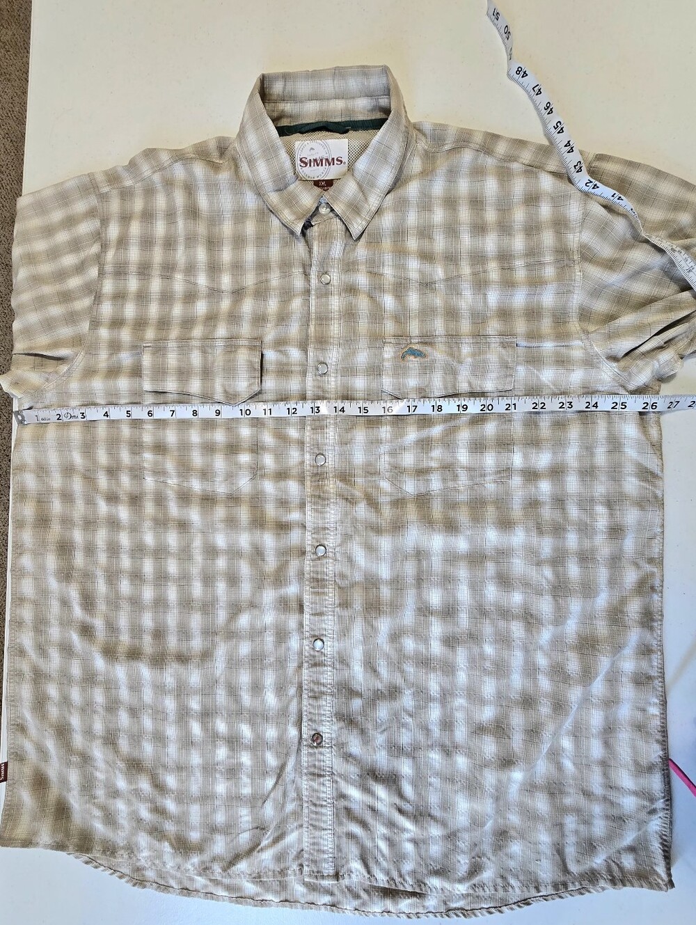 Simms Men's Big Sky Long Sleeve Shirt Tan Plaid XXL Fishing Outdoor - Picture 4 of 10